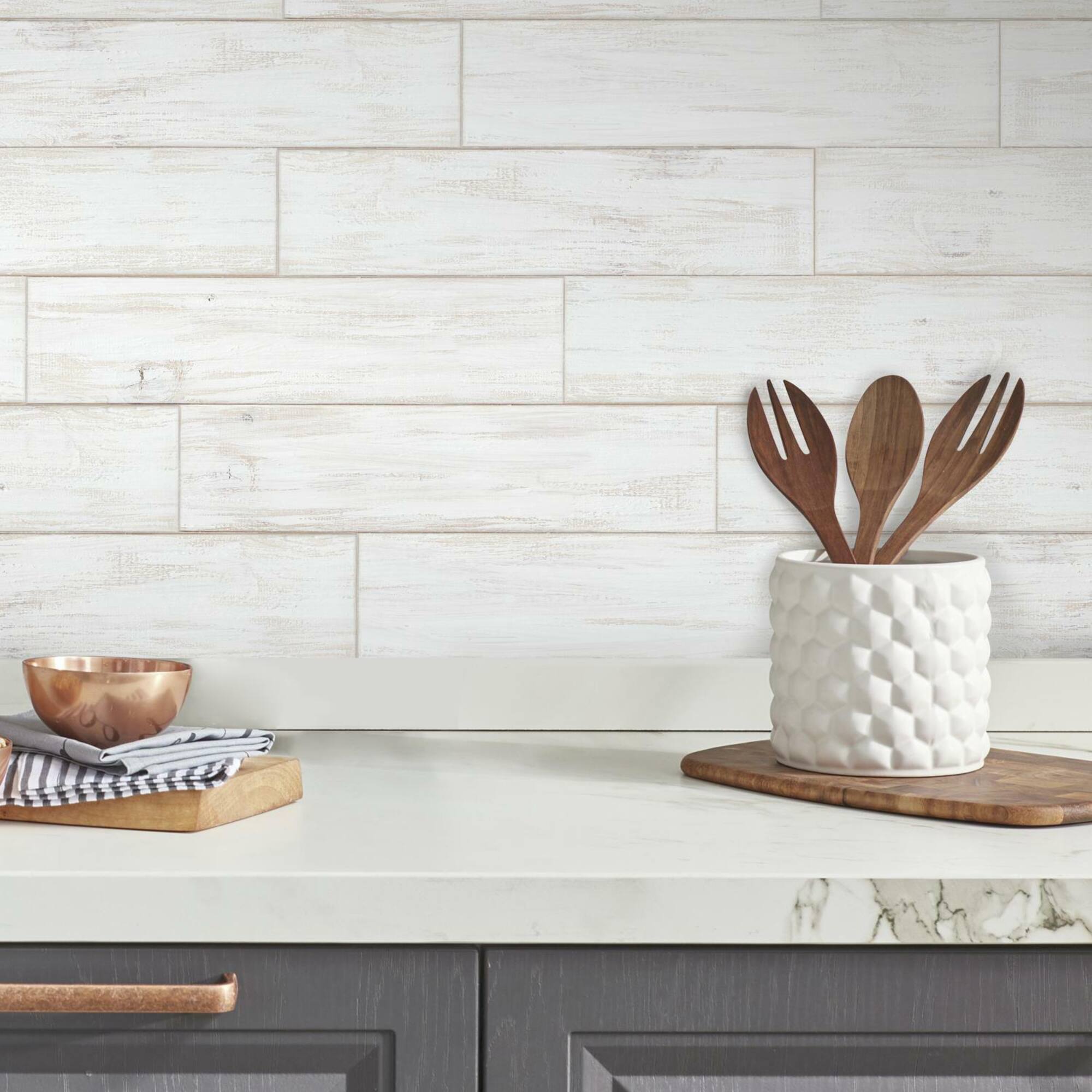 RoomMates White & Light Blue Shiplap Wood Plank Peel & Stick Giant Wall Decals